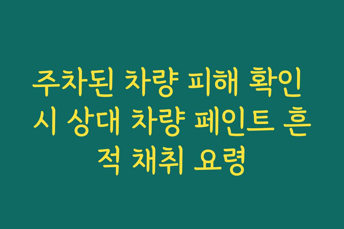 주차된 차량 피해 확인 시 상대 차량 페인트 흔적 채취 요령