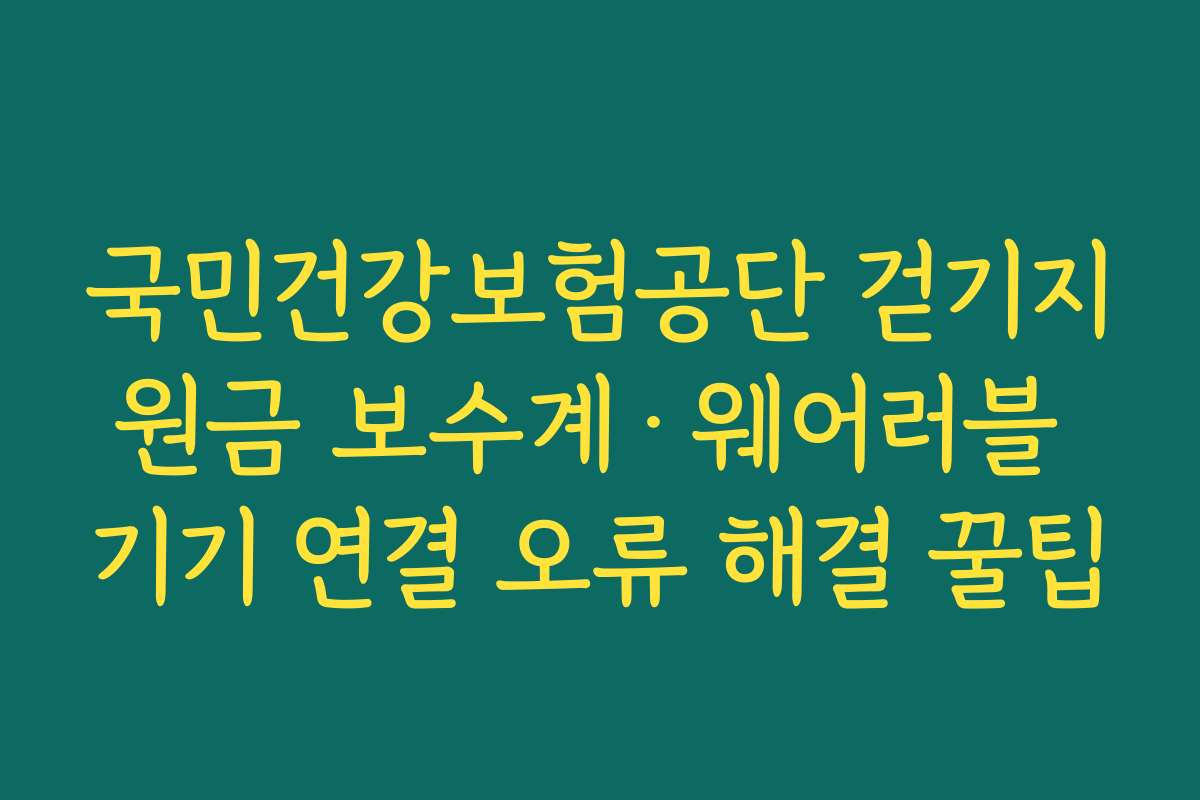 국민건강보험공단 걷기지원금 보수계·웨어러블 기기 연결 오류 해결 꿀팁