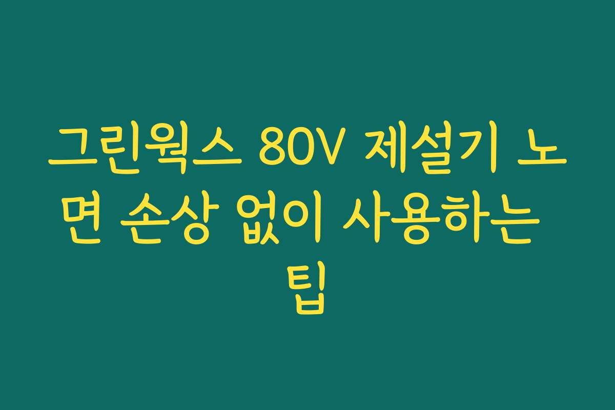그린웍스 80V 제설기 노면 손상 없이 사용하는 팁