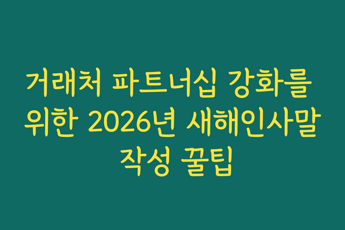 거래처 파트너십 강화를 위한 2026년 새해인사말 작성 꿀팁
