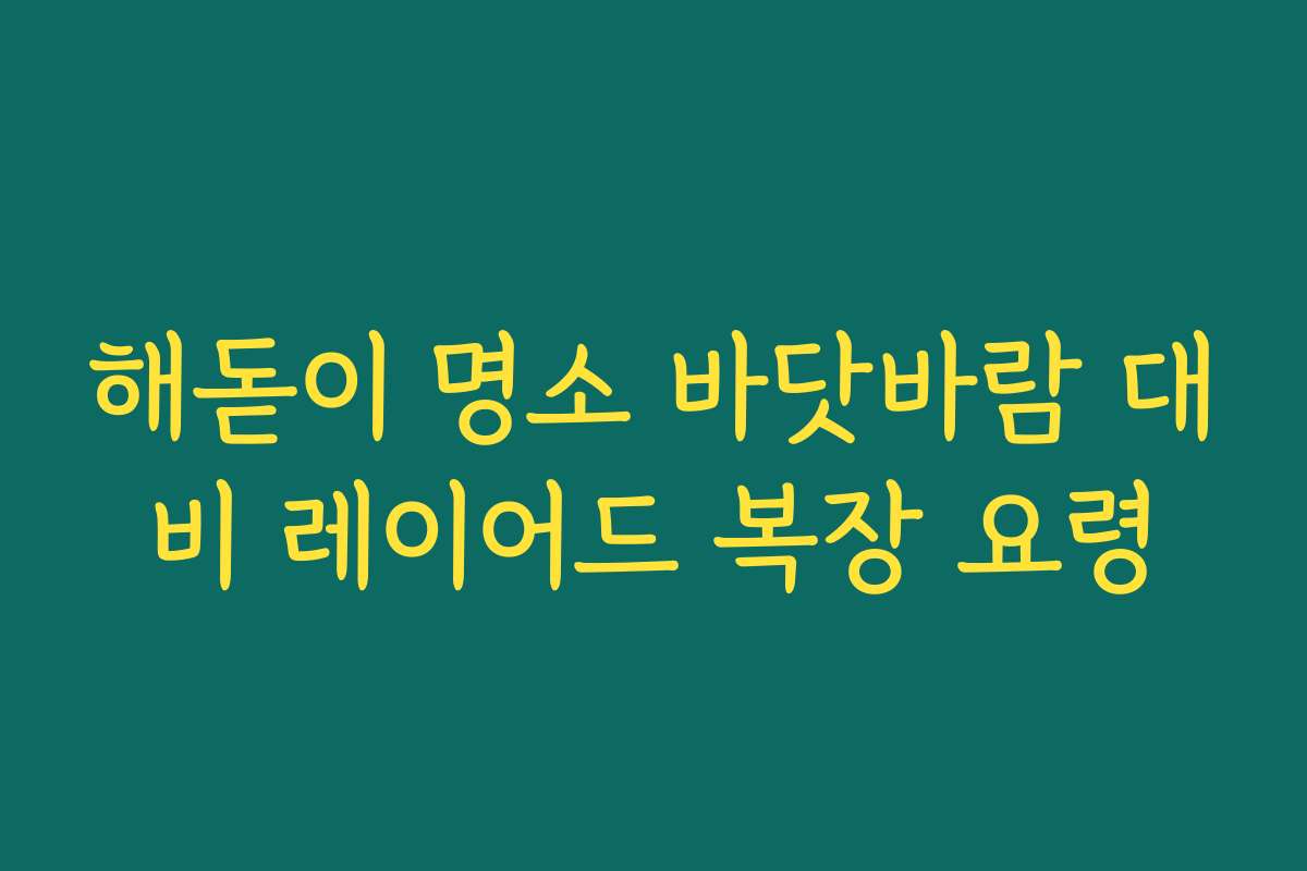 해돋이 명소 바닷바람 대비 레이어드 복장 요령