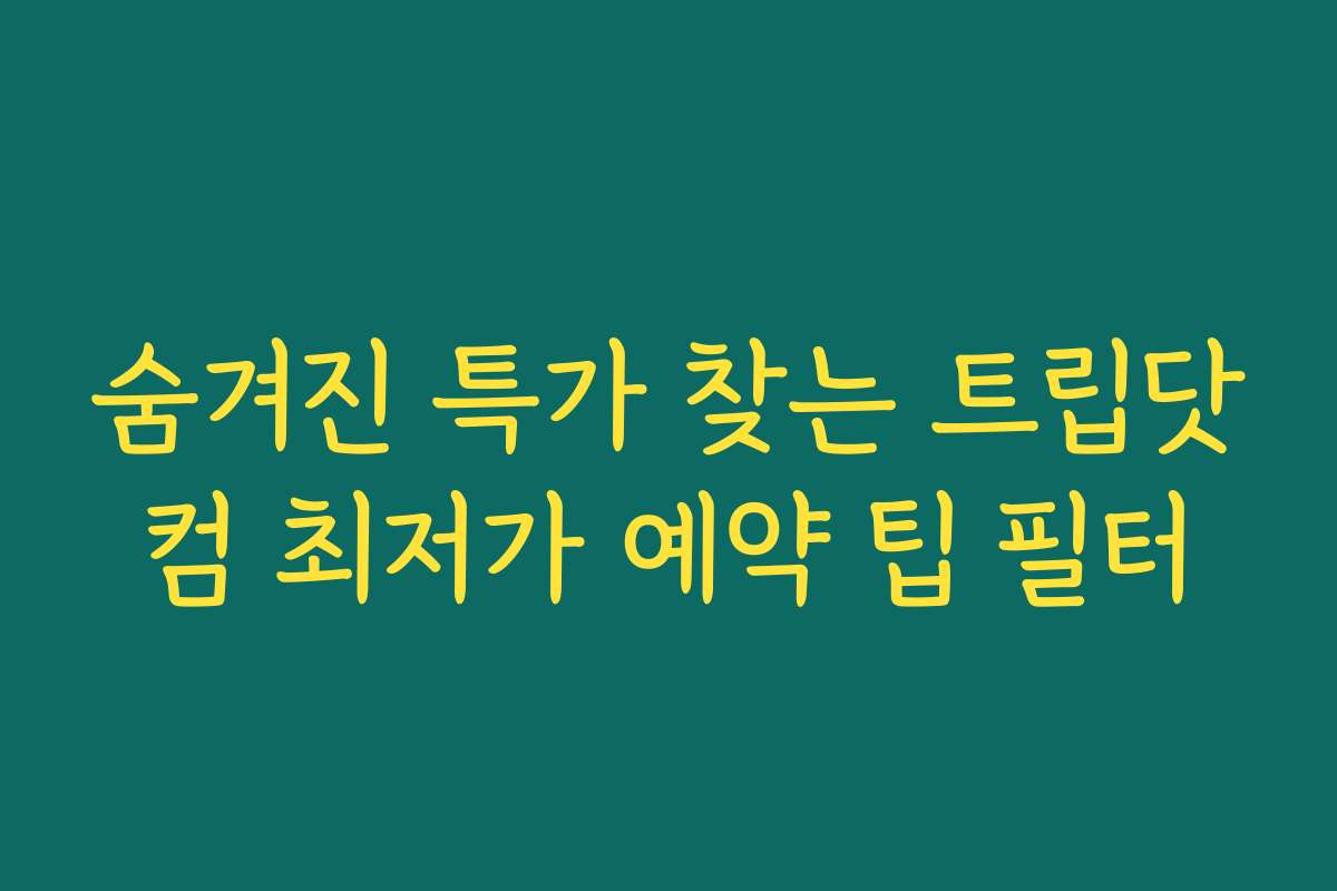 숨겨진 특가 찾는 트립닷컴 최저가 예약 팁 필터