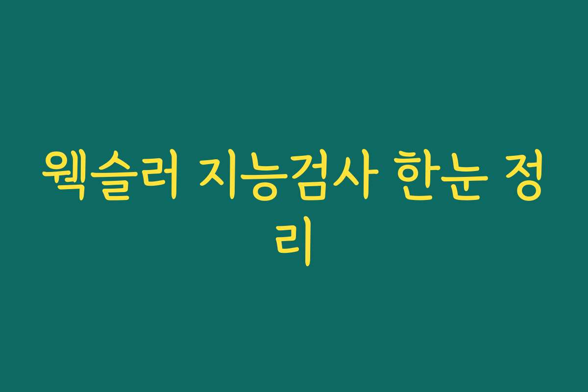 웩슬러 지능검사 한눈 정리