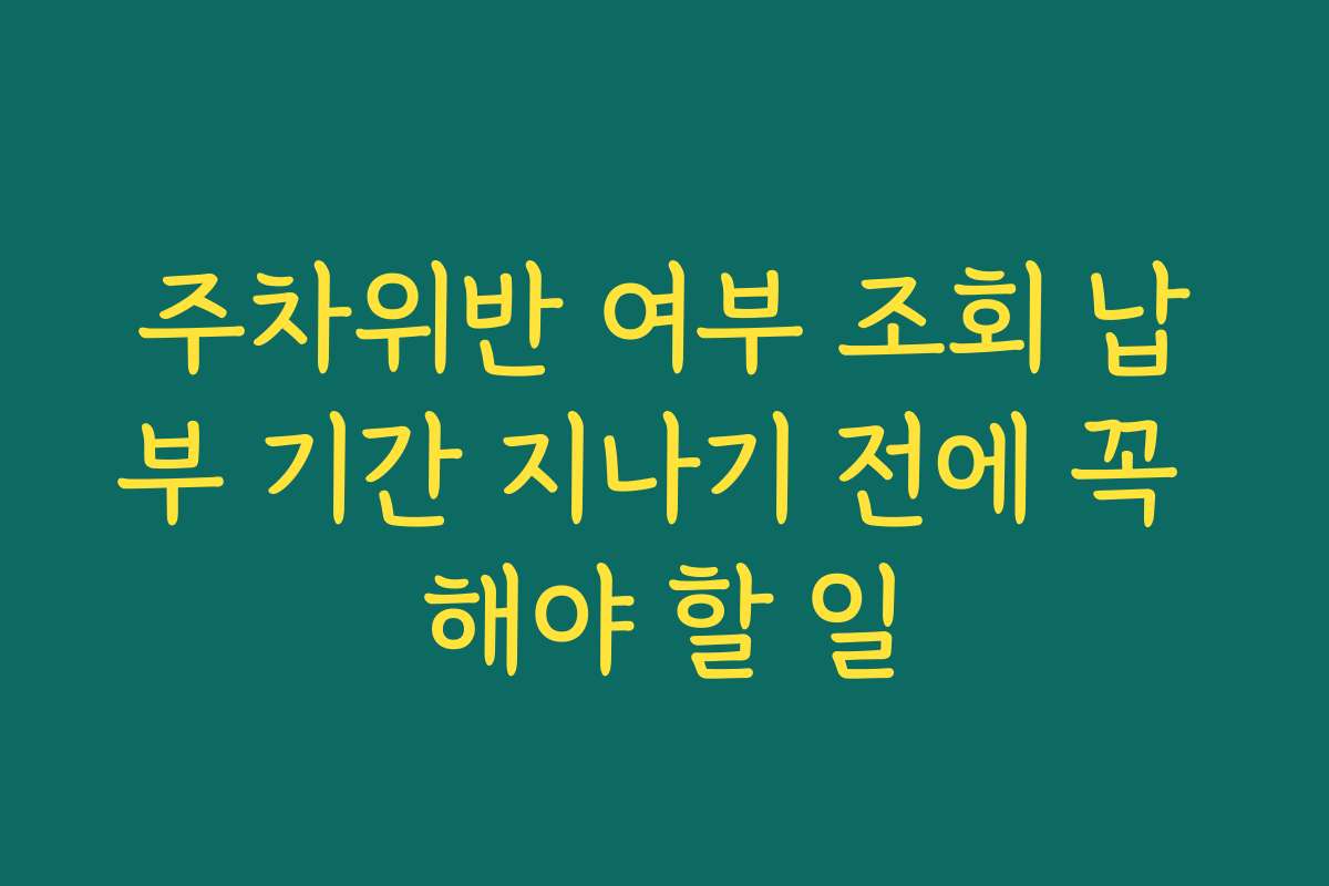 주차위반 여부 조회 납부 기간 지나기 전에 꼭 해야 할 일