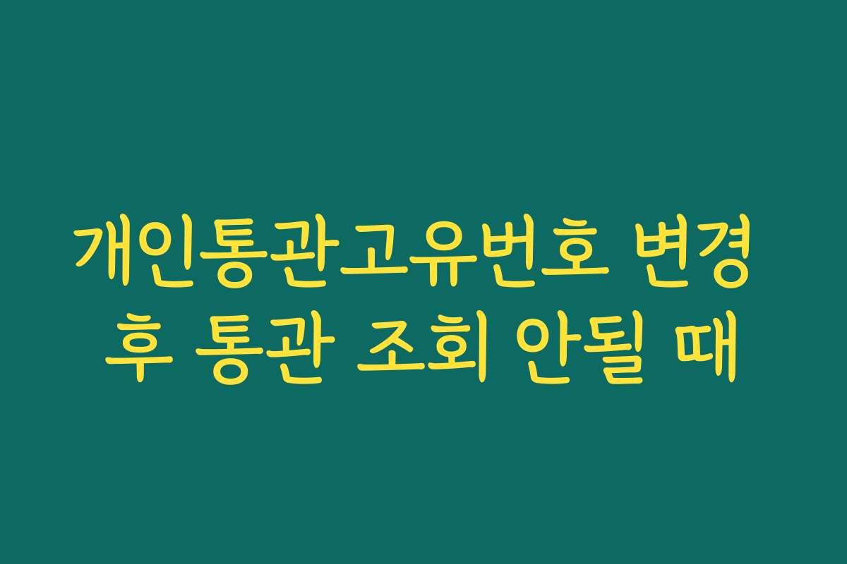 개인통관고유번호 변경 후 통관 조회 안될 때