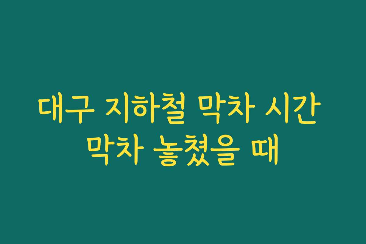 대구 지하철 막차 시간 막차 놓쳤을 때