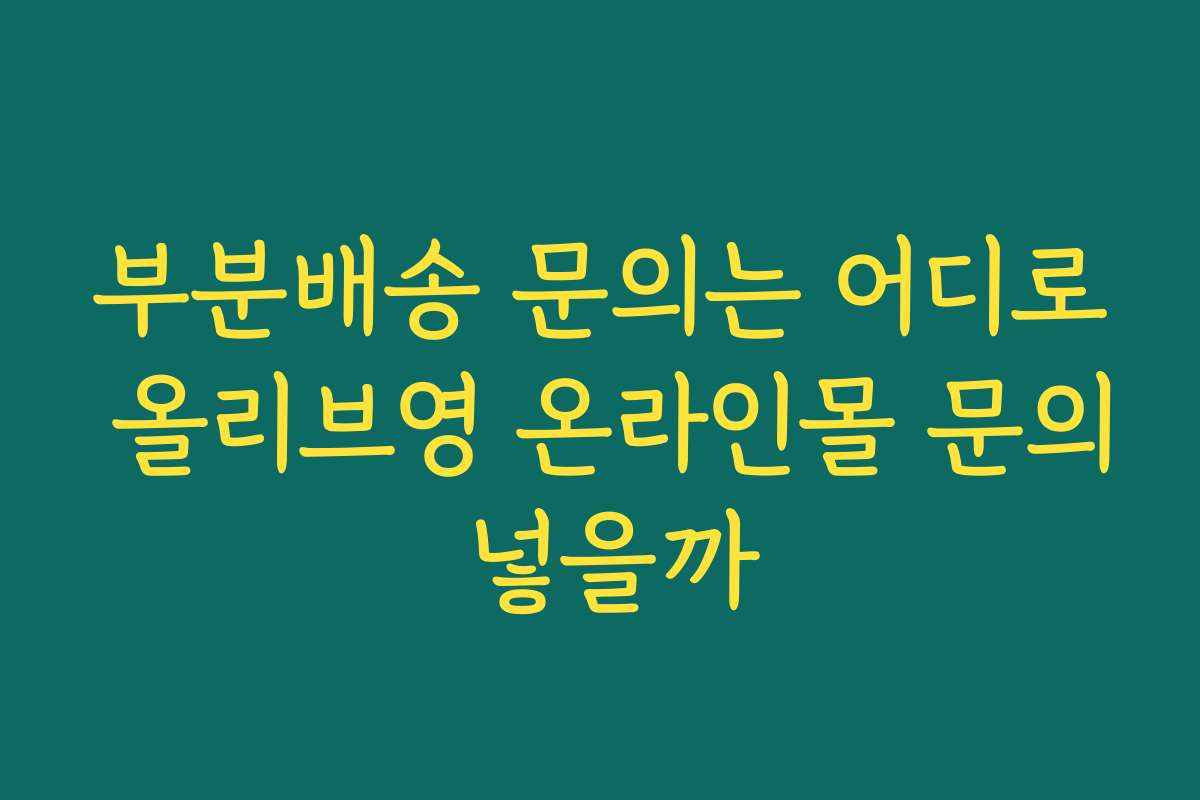 부분배송 문의는 어디로 올리브영 온라인몰 문의 넣을까