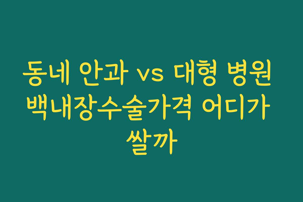 동네 안과 vs 대형 병원 백내장수술가격 어디가 쌀까