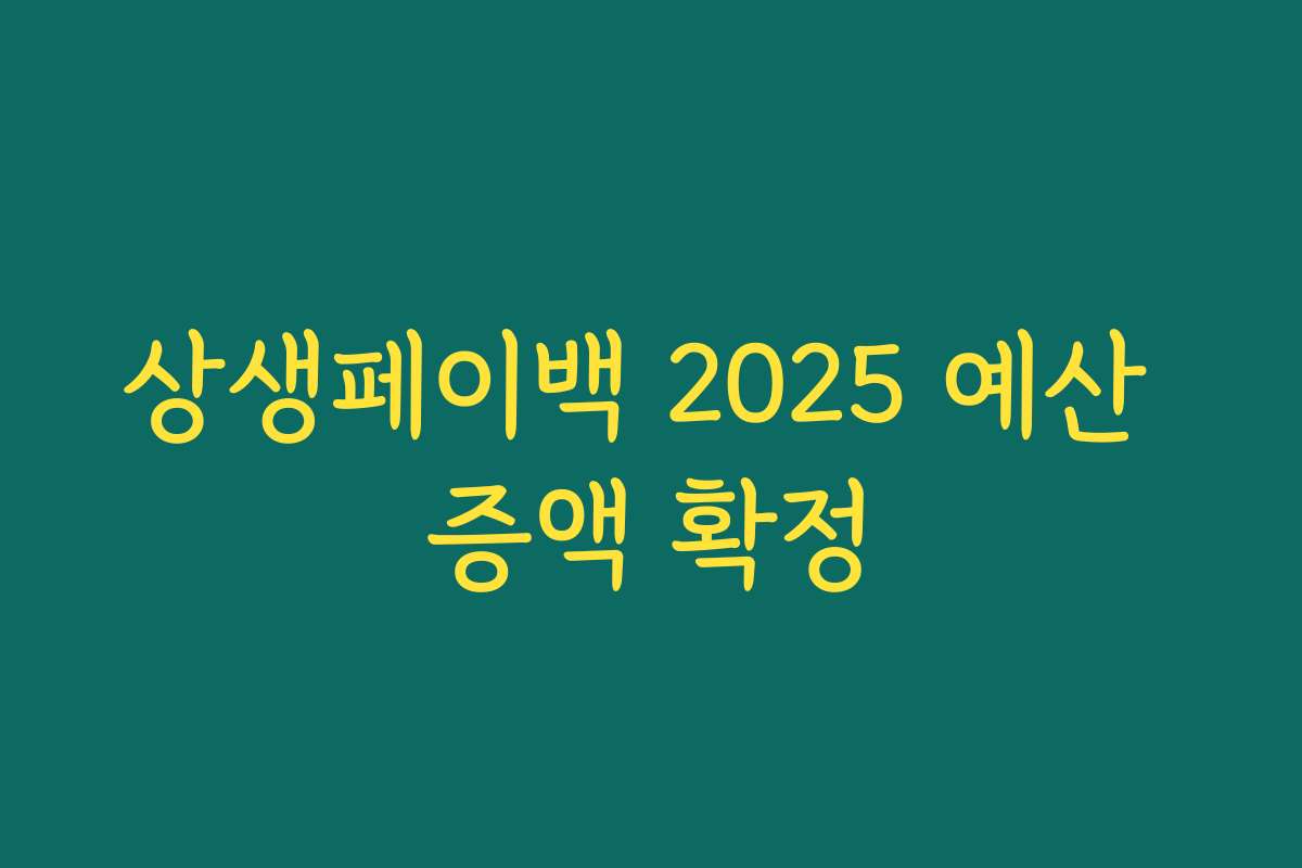 상생페이백 2025 예산 증액 확정
