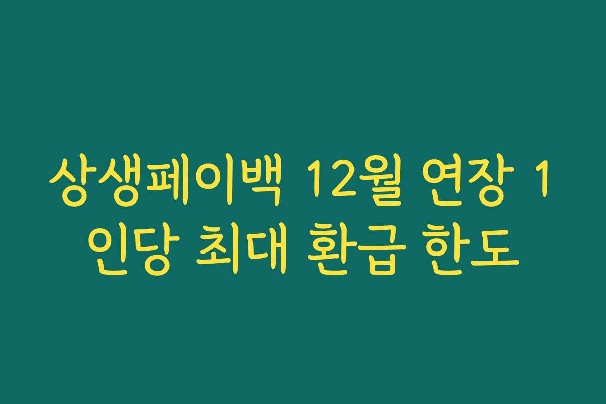 상생페이백 12월 연장 1인당 최대 환급 한도