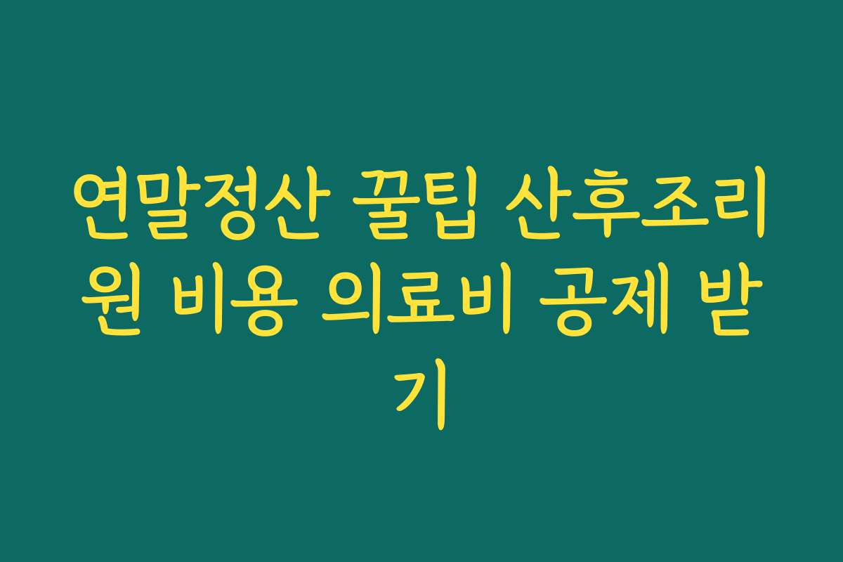 연말정산 꿀팁 산후조리원 비용 의료비 공제 받기