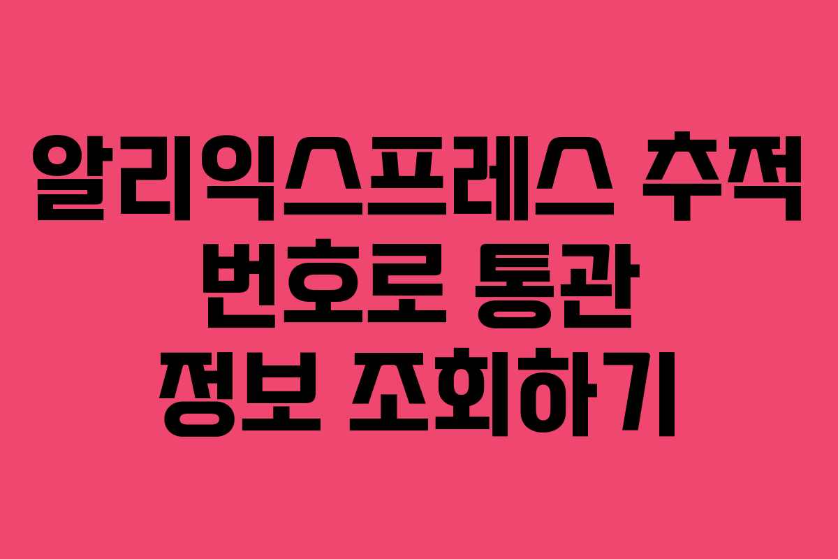 알리익스프레스 추적 번호로 통관 정보 조회하기
