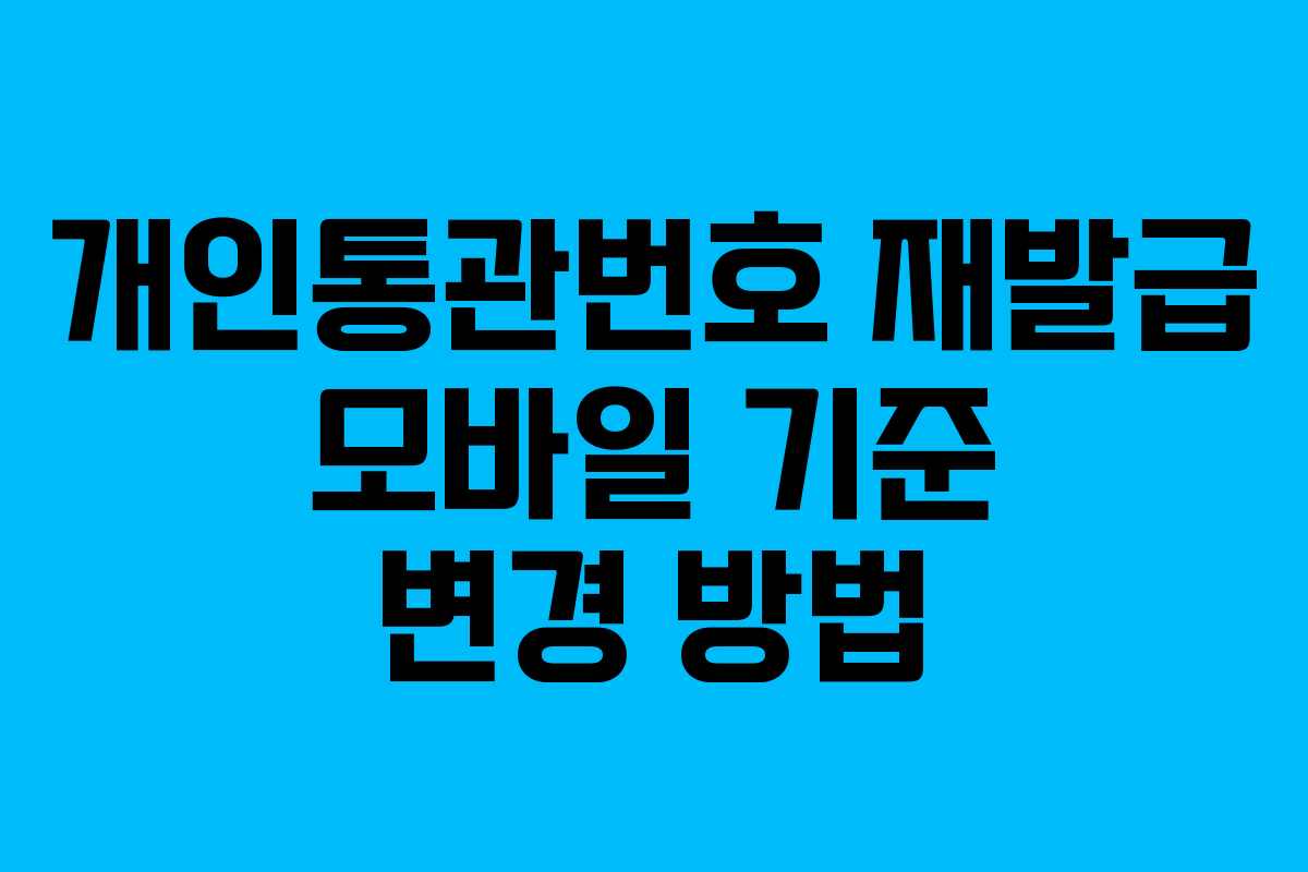 개인통관번호 재발급 모바일 기준 변경 방법