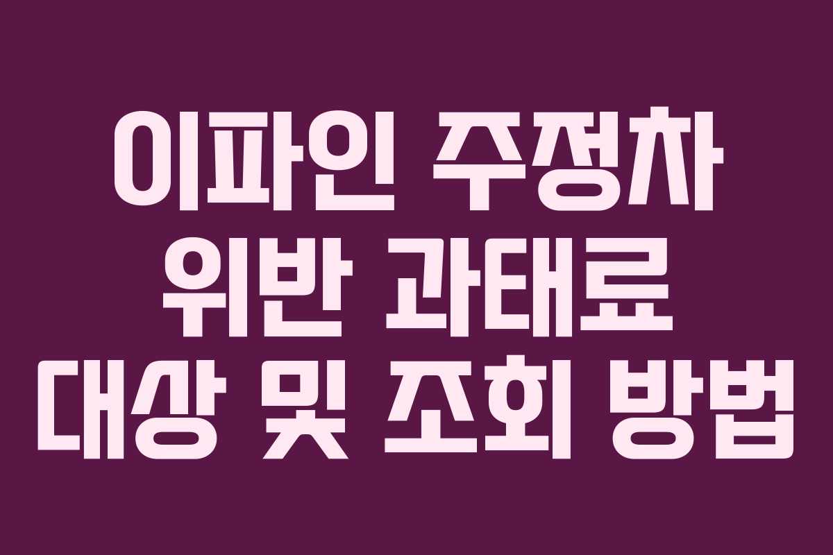 이파인 주정차 위반 과태료 대상 및 조회 방법