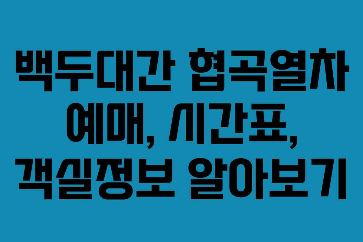 백두대간 협곡열차 예매, 시간표, 객실정보 알아보기