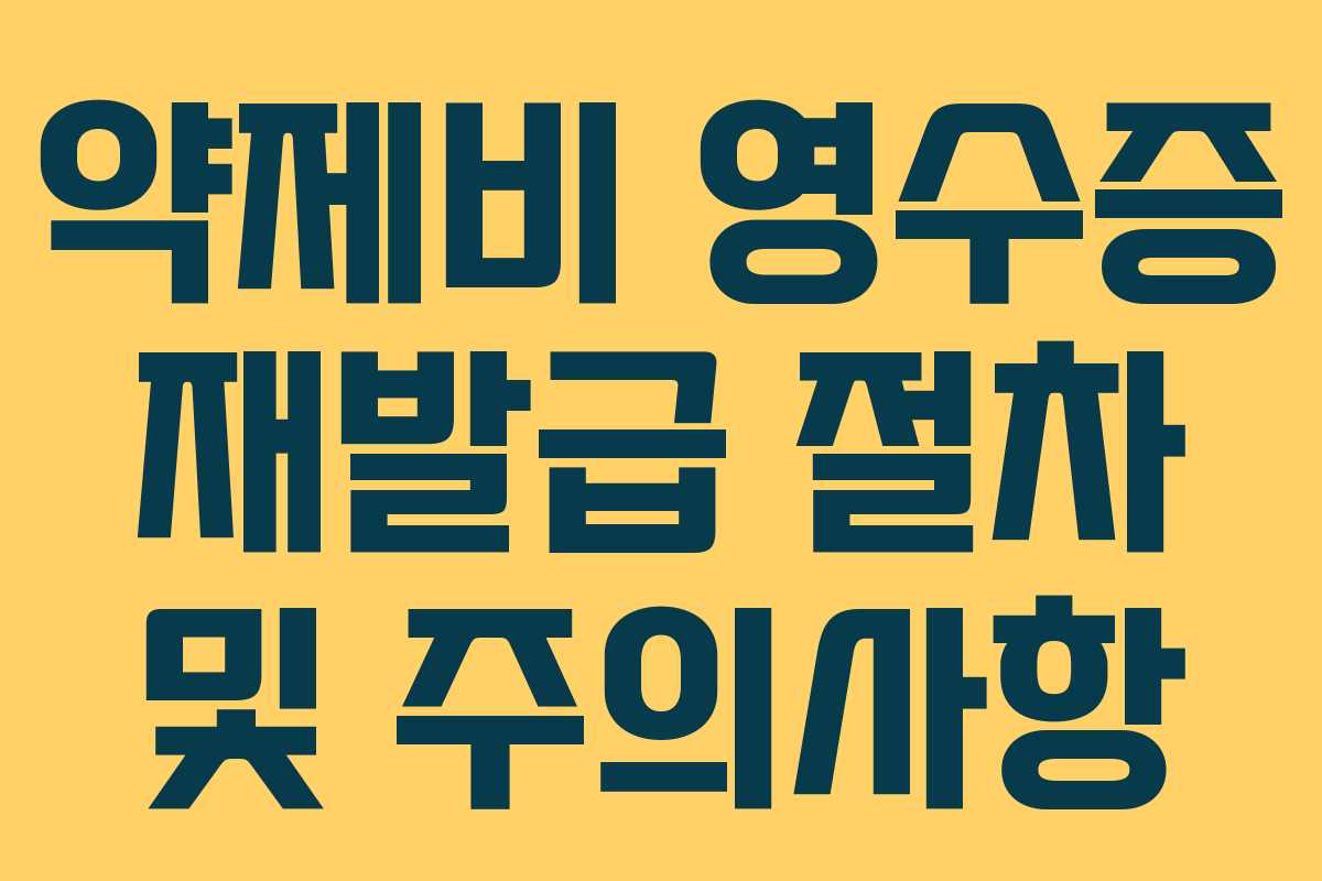 약제비 영수증 재발급 절차 및 주의사항