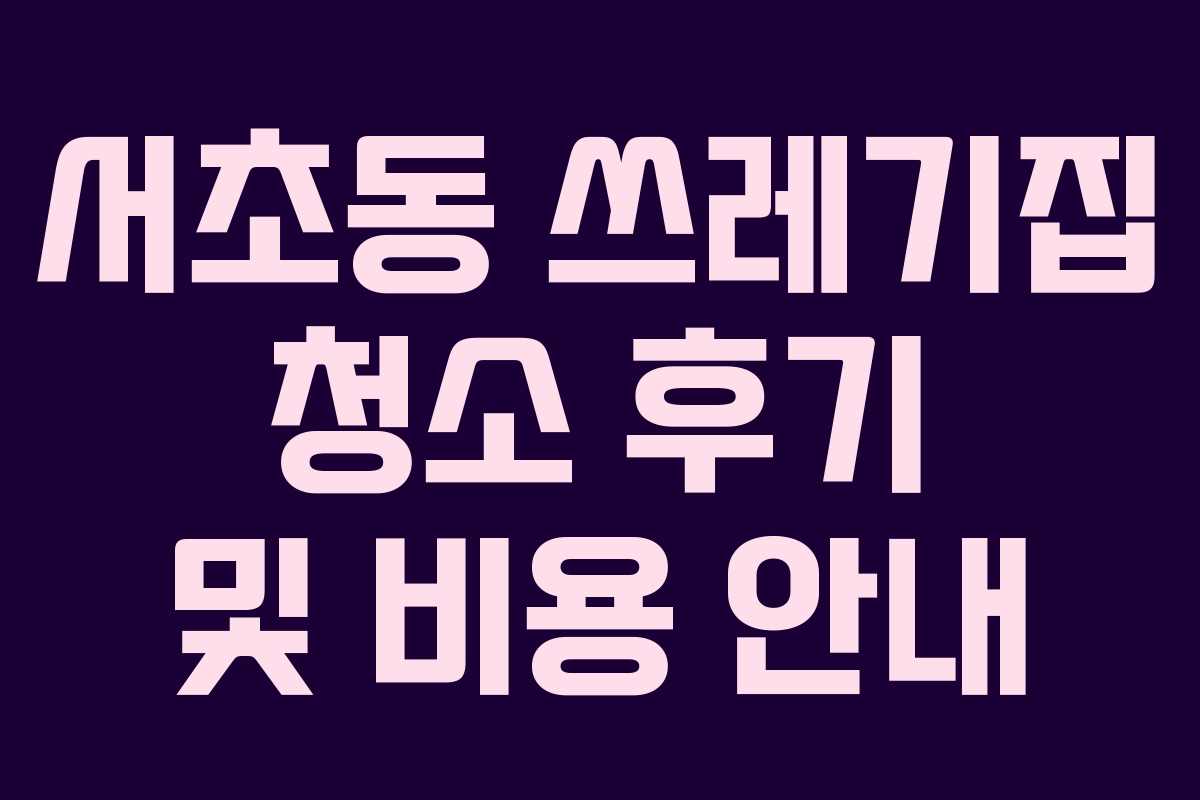 서초동 쓰레기집 청소 후기 및 비용 안내
