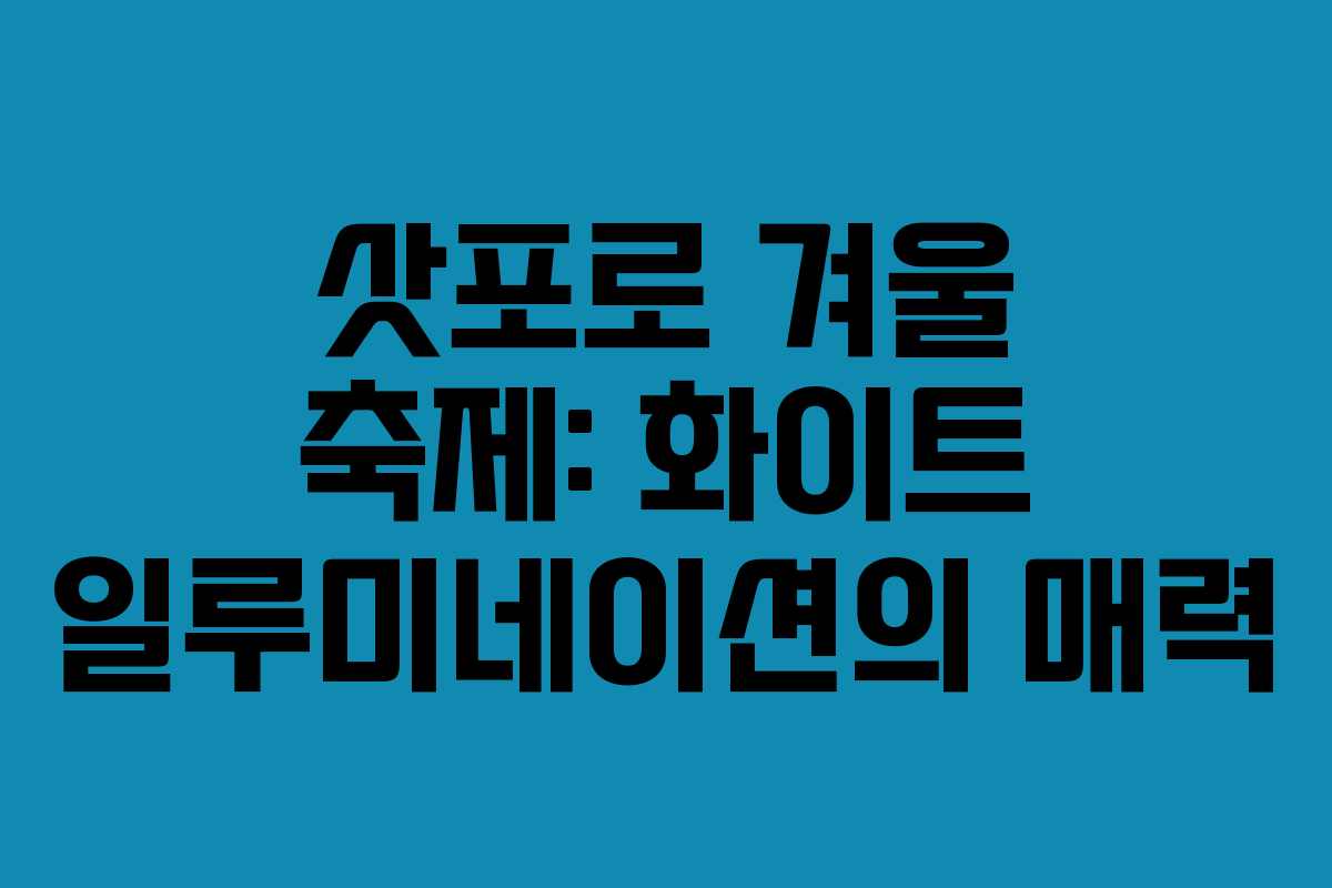 삿포로 겨울 축제: 화이트 일루미네이션의 매력