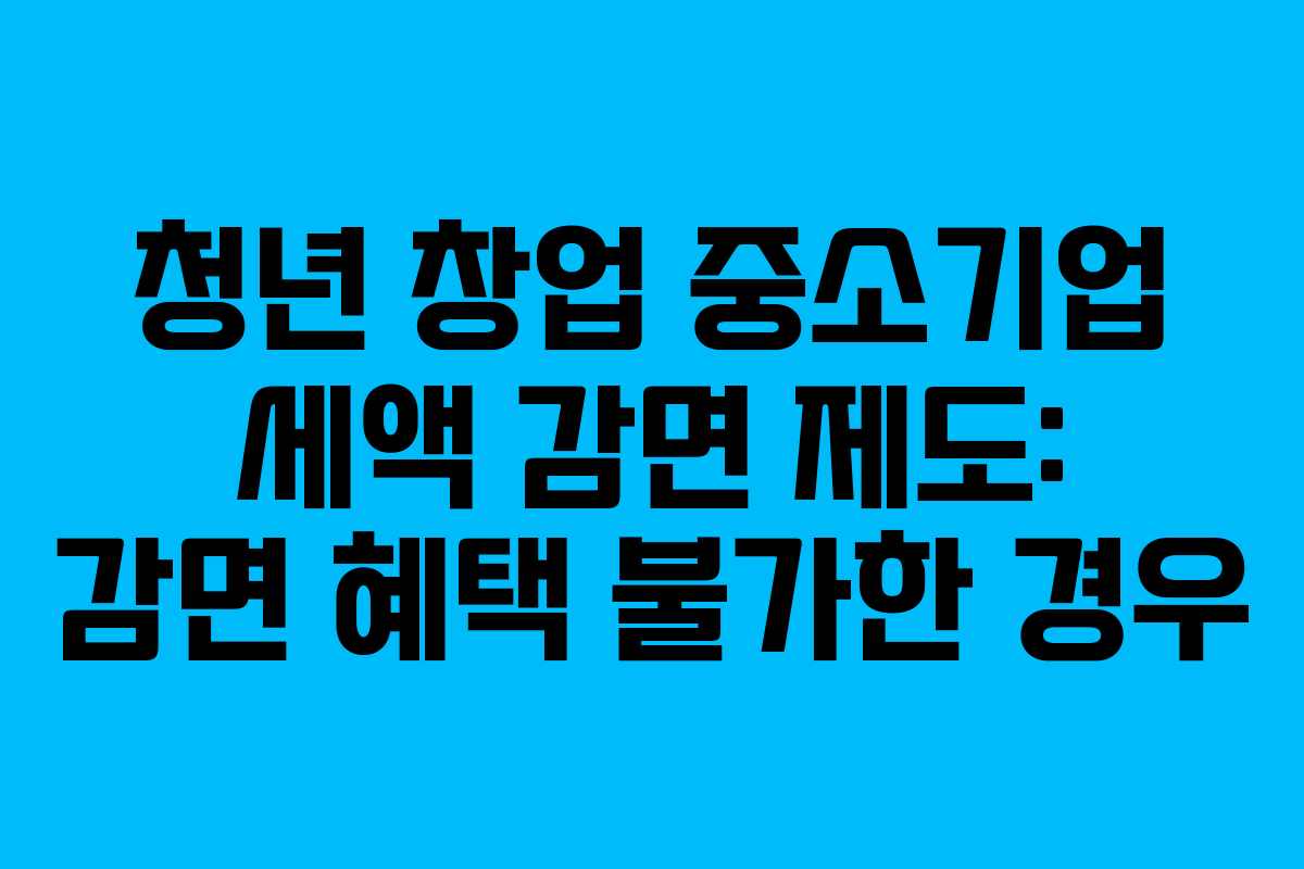 청년 창업 중소기업 세액 감면 제도: 감면 혜택 불가한 경우