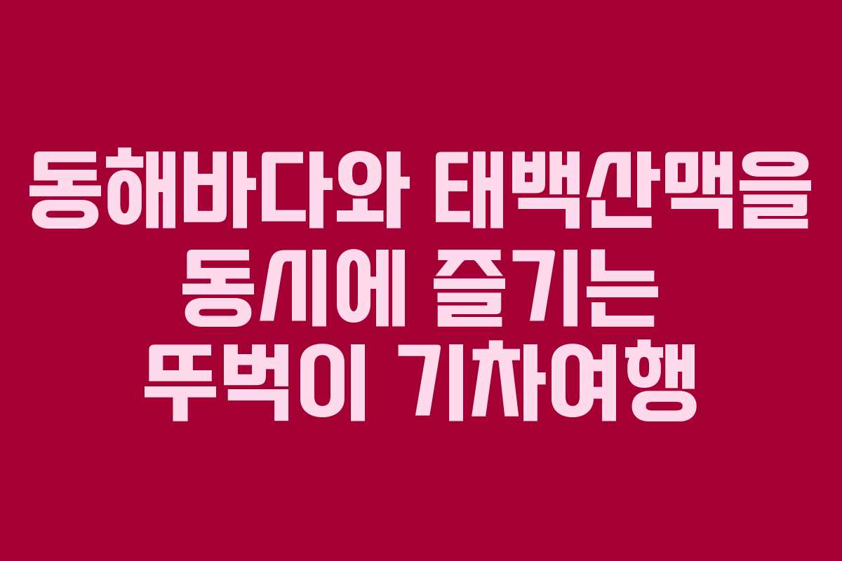 동해바다와 태백산맥을 동시에 즐기는 뚜벅이 기차여행