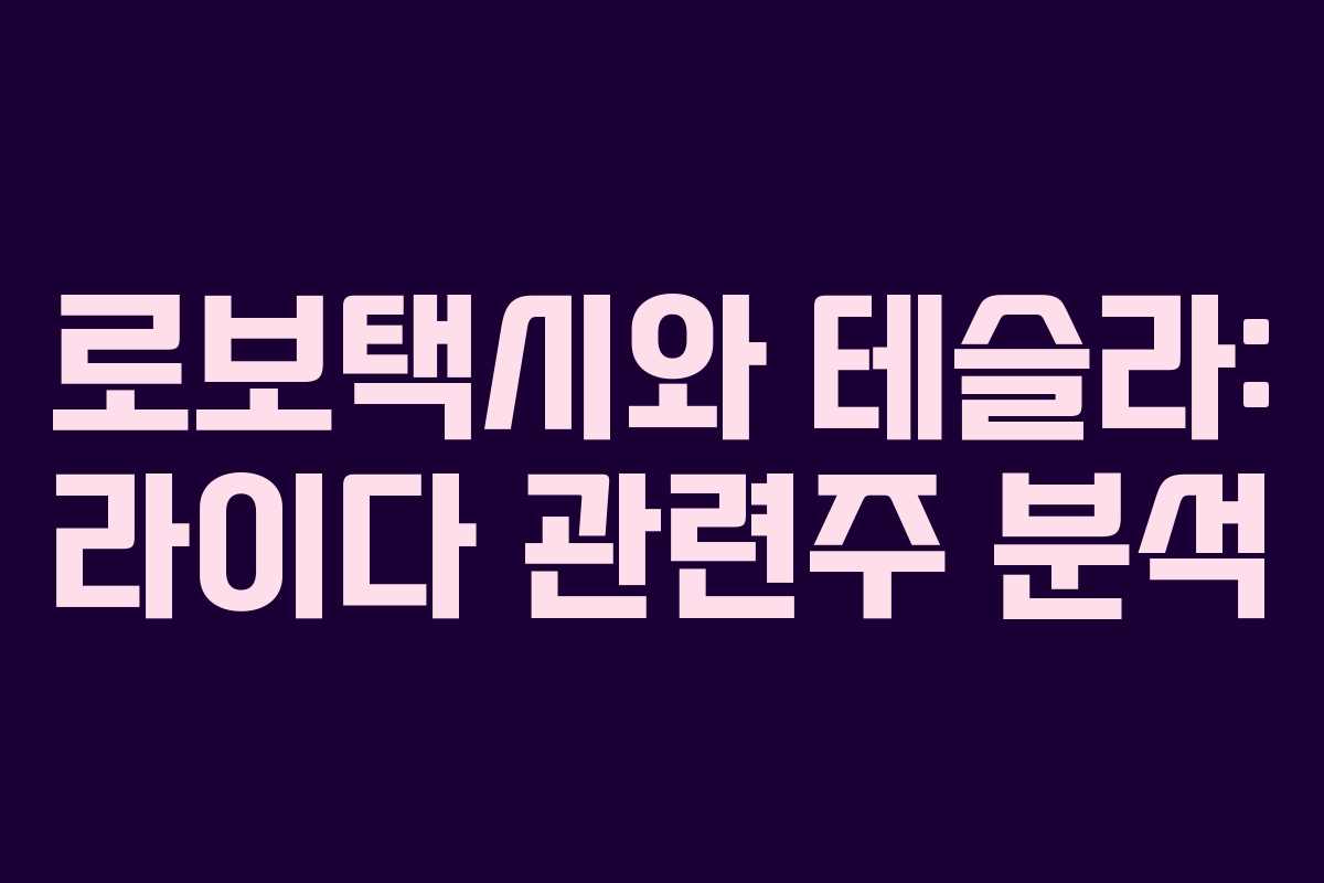 로보택시와 테슬라: 라이다 관련주 분석