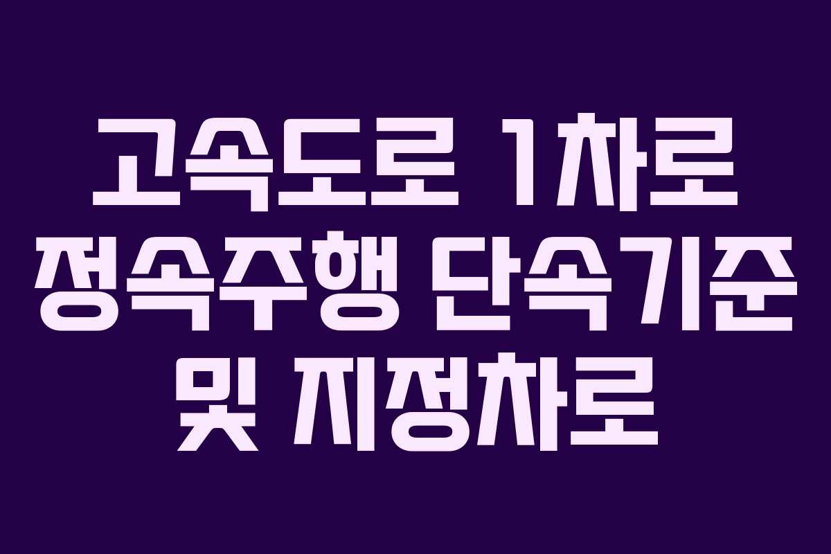 고속도로 1차로 정속주행 단속기준 및 지정차로