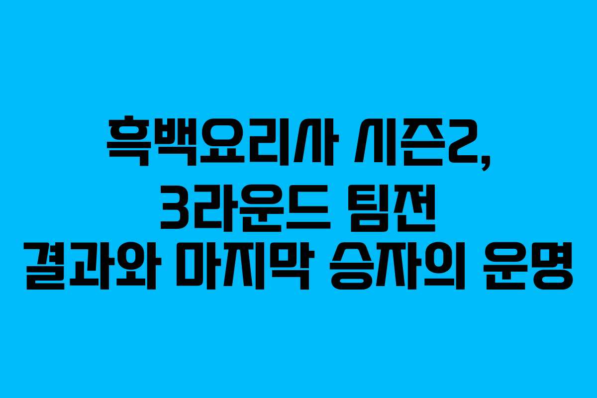 흑백요리사 시즌2, 3라운드 팀전 결과와 마지막 승자의 운명