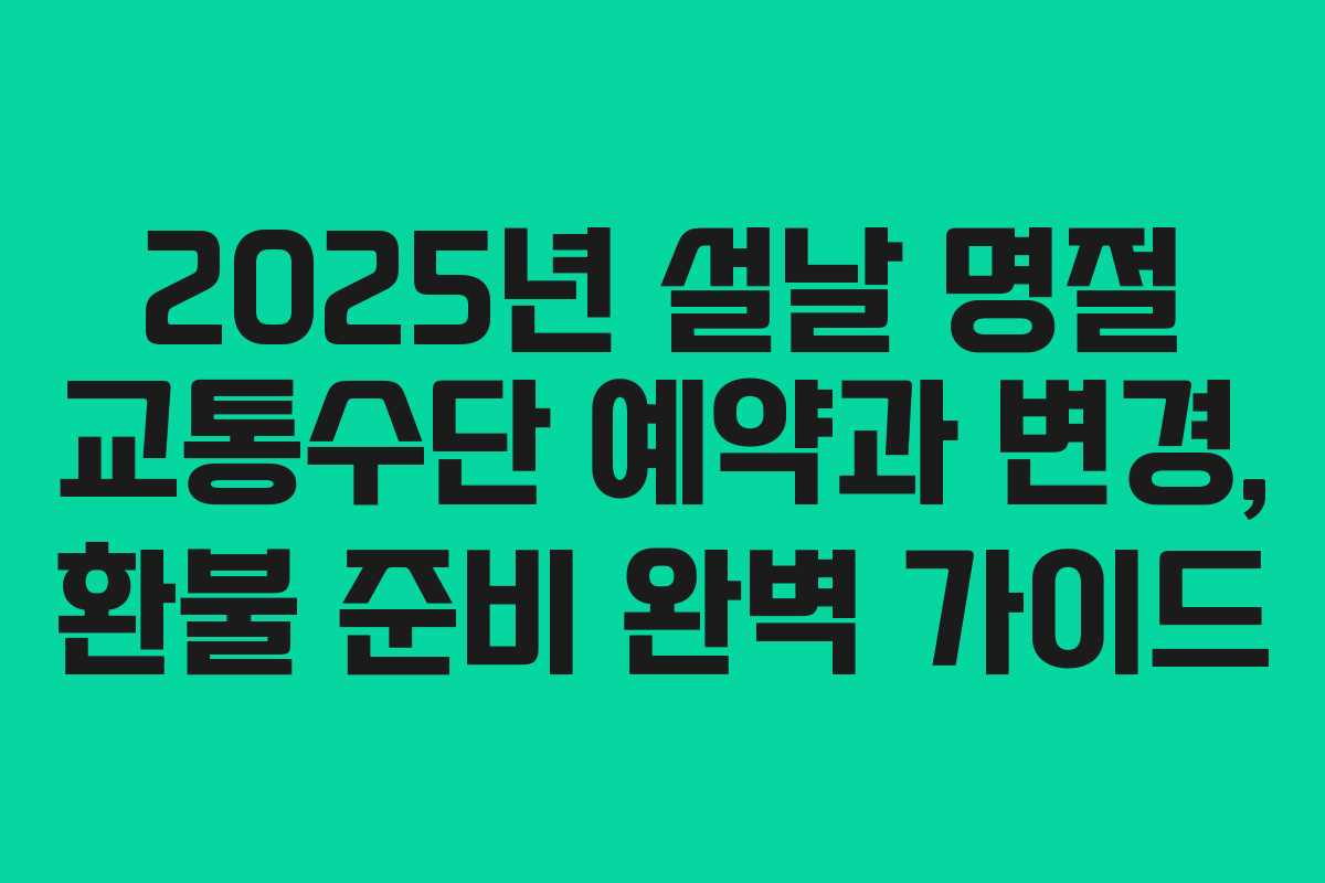2025년 설날 명절 교통수단 예약과 변경, 환불 준비 완벽 가이드