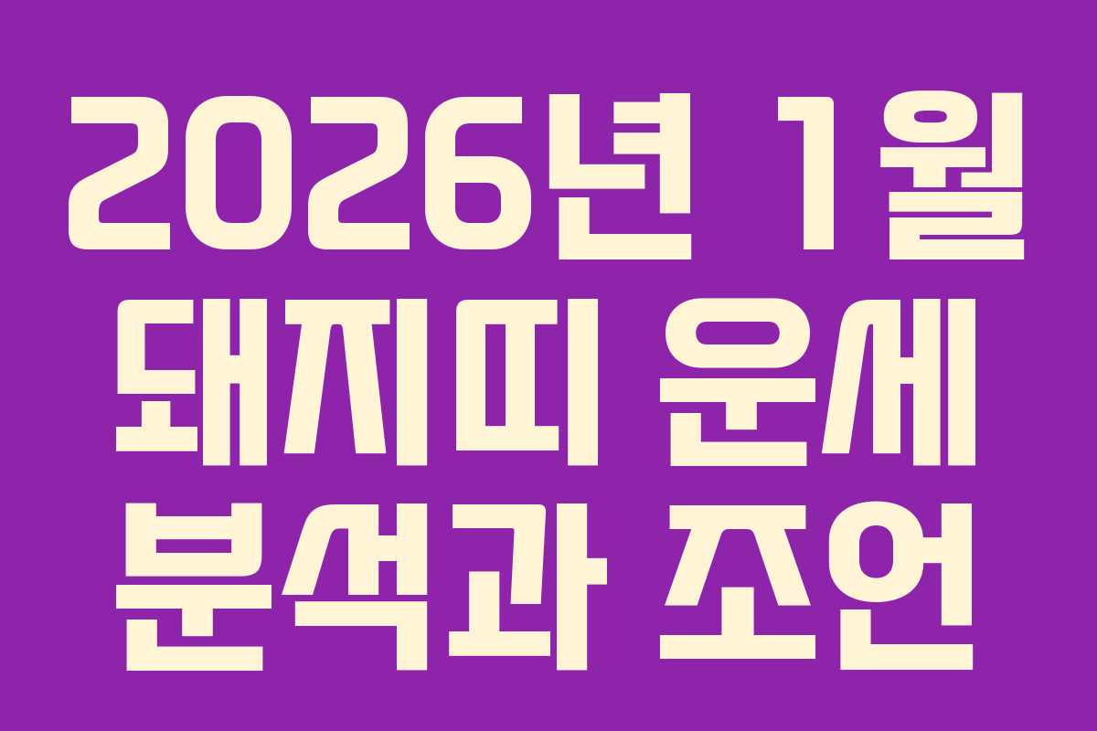 2026년 1월 돼지띠 운세 분석과 조언