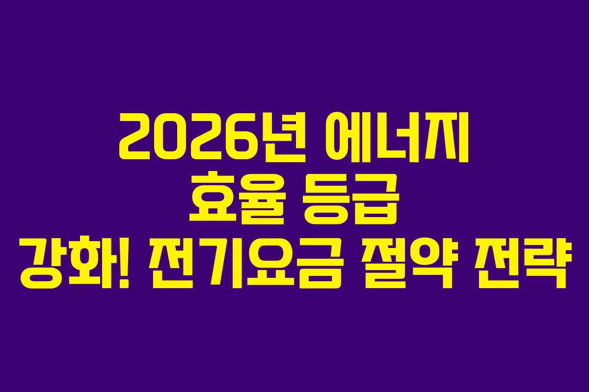 2026년 에너지 효율 등급 강화! 전기요금 절약 전략
