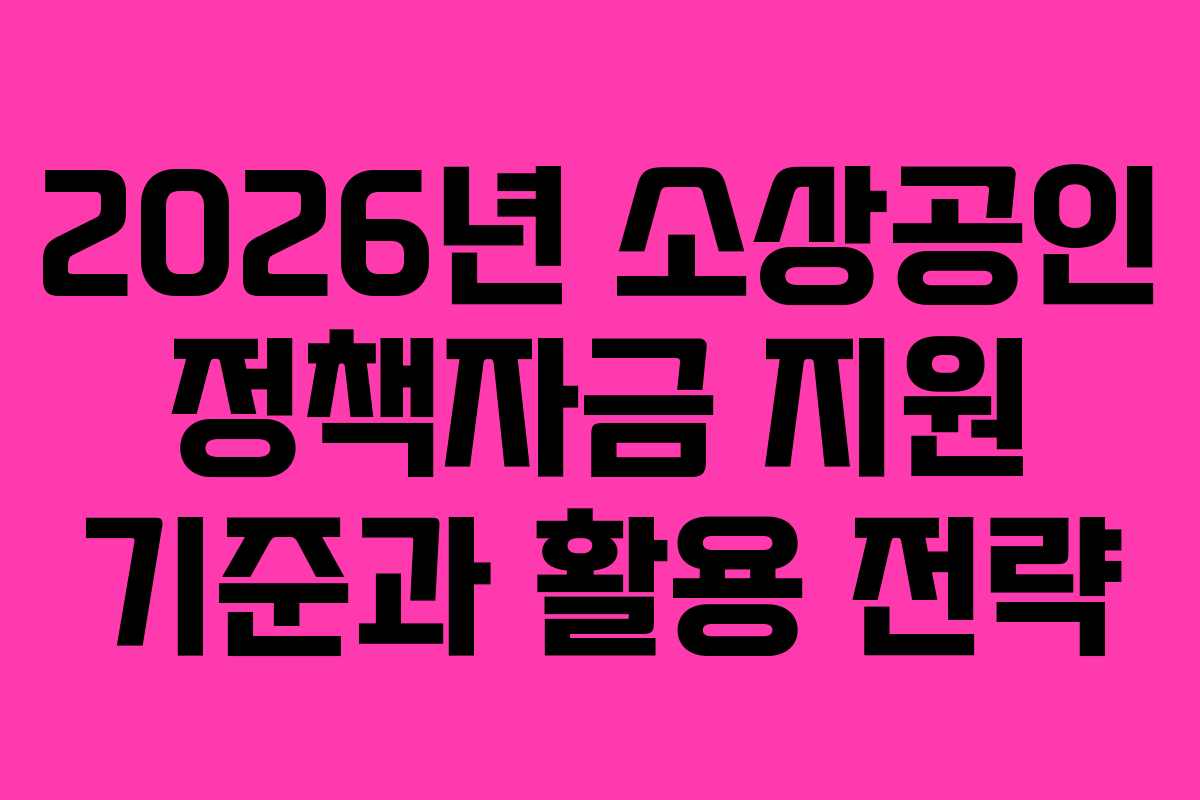 2026년 소상공인 정책자금 지원 기준과 활용 전략