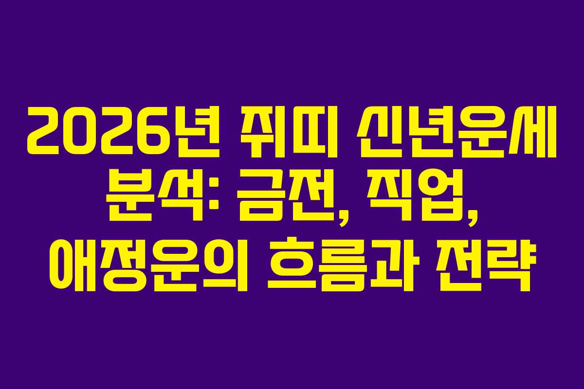 2026년 쥐띠 신년운세 분석: 금전, 직업, 애정운의 흐름과 전략