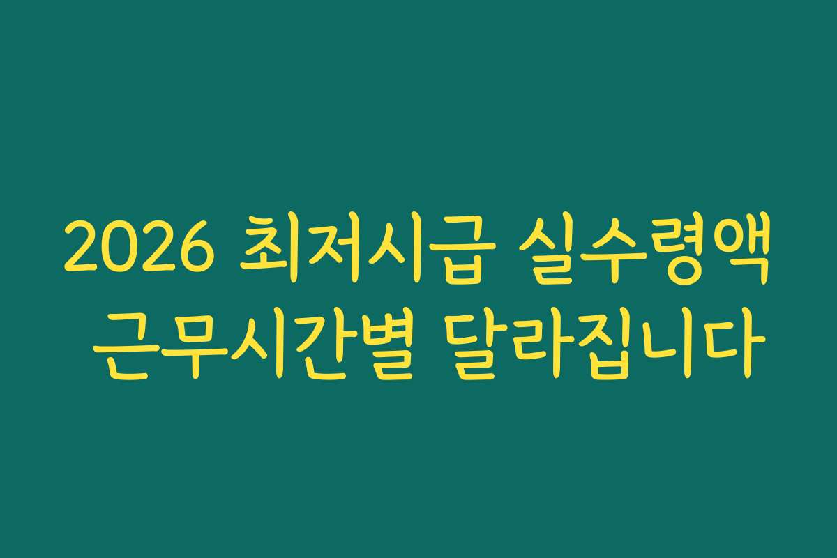 2026 최저시급 실수령액 근무시간별 달라집니다