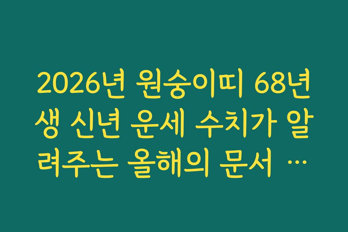 2026년 원숭이띠 68년생 신년 운세 수치가 알려주는 올해의 문서 대박 운