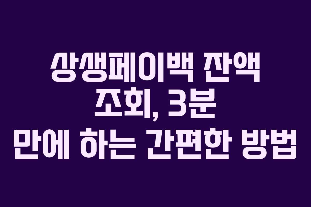 상생페이백 잔액 조회, 3분 만에 하는 간편한 방법