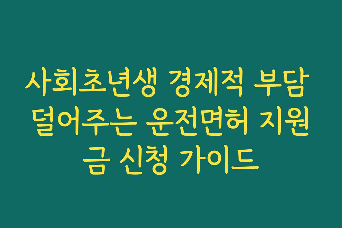 사회초년생 경제적 부담 덜어주는 운전면허 지원금 신청 가이드