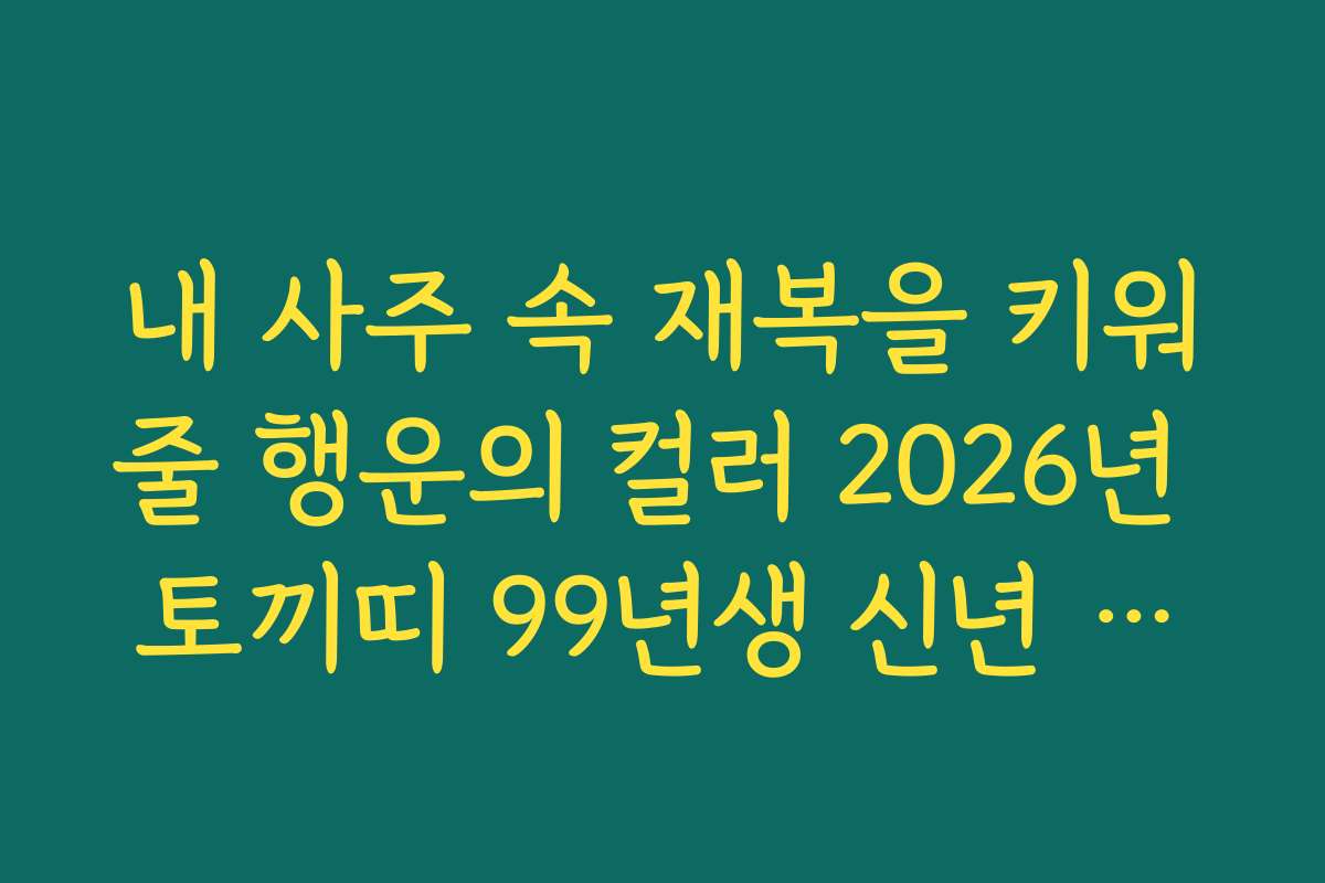 내 사주 속 재복을 키워줄 행운의 컬러 2026년 토끼띠 99년생 신년 운세 제안