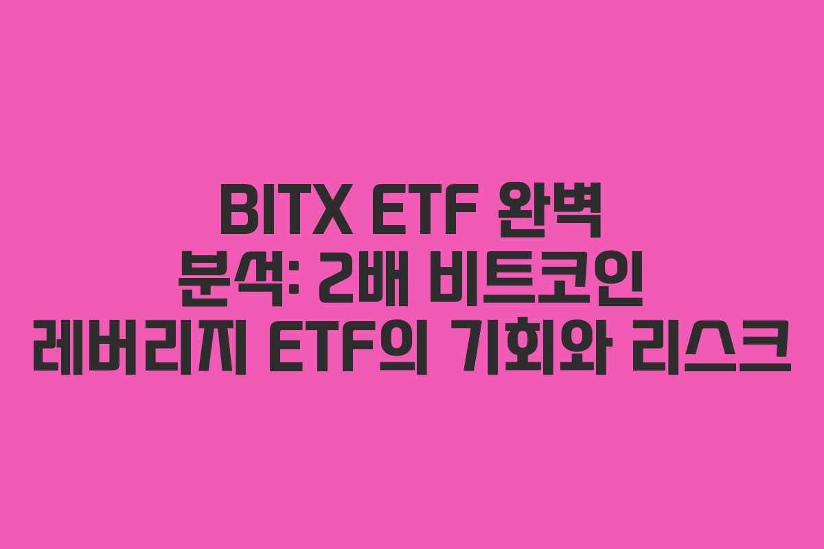 BITX ETF 완벽 분석: 2배 비트코인 레버리지 ETF의 기회와 리스크