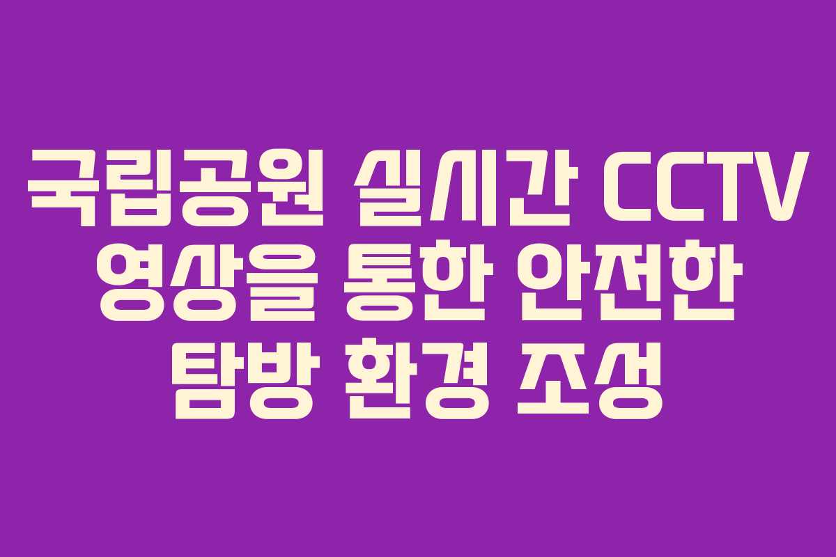 국립공원 실시간 CCTV 영상을 통한 안전한 탐방 환경 조성