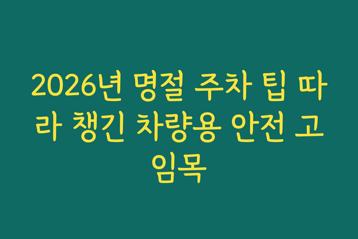 2026년 명절 주차 팁 따라 챙긴 차량용 안전 고임목
