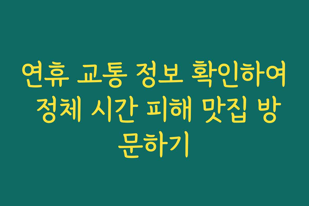 연휴 교통 정보 확인하여 정체 시간 피해 맛집 방문하기