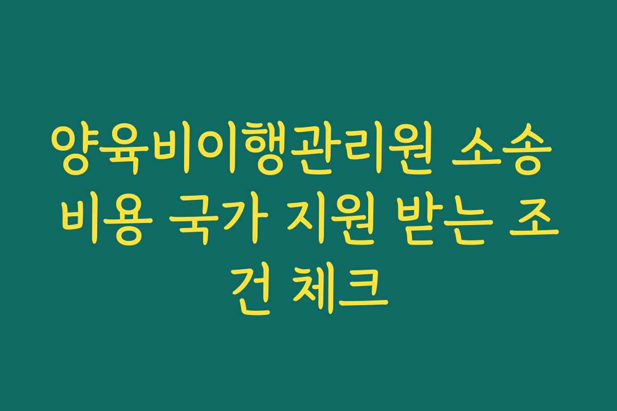 양육비이행관리원 소송 비용 국가 지원 받는 조건 체크