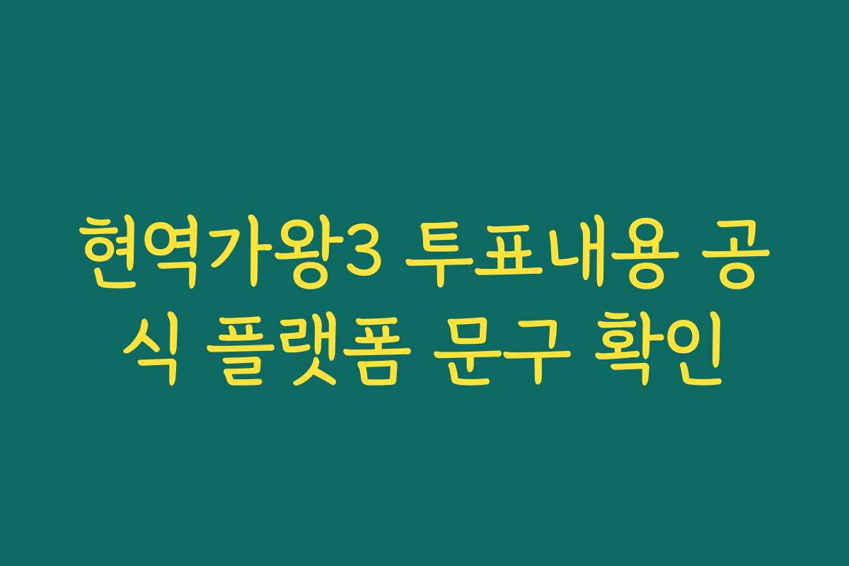 현역가왕3 투표내용 공식 플랫폼 문구 확인