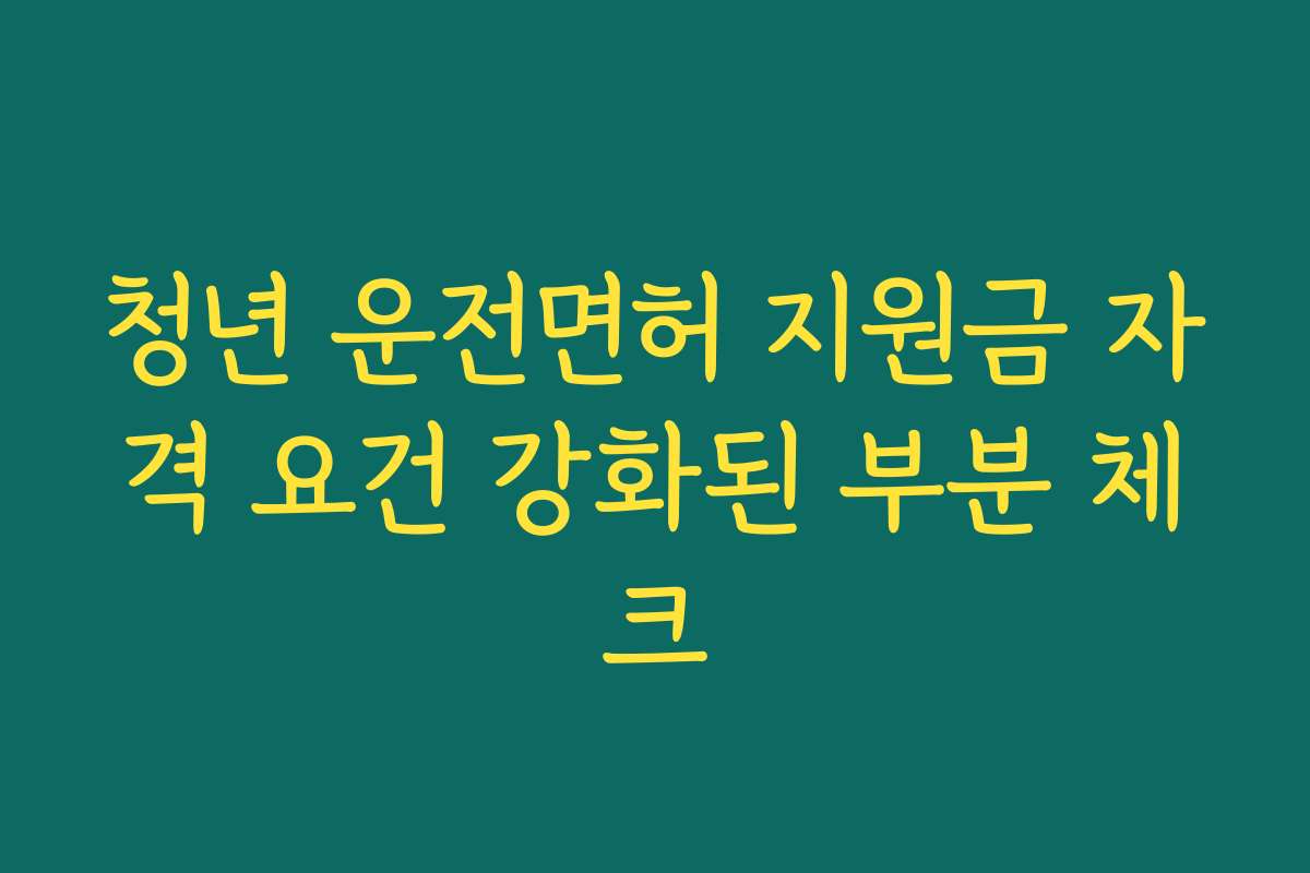 청년 운전면허 지원금 자격 요건 강화된 부분 체크