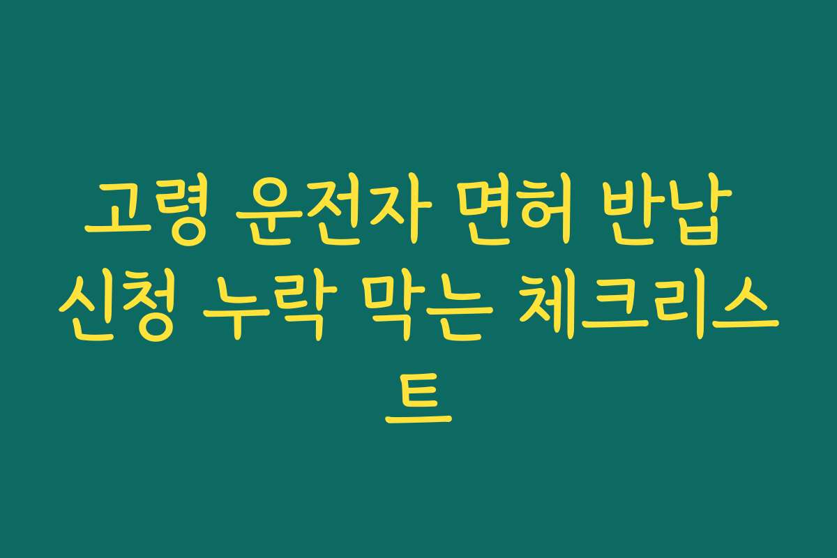 고령 운전자 면허 반납 신청 누락 막는 체크리스트