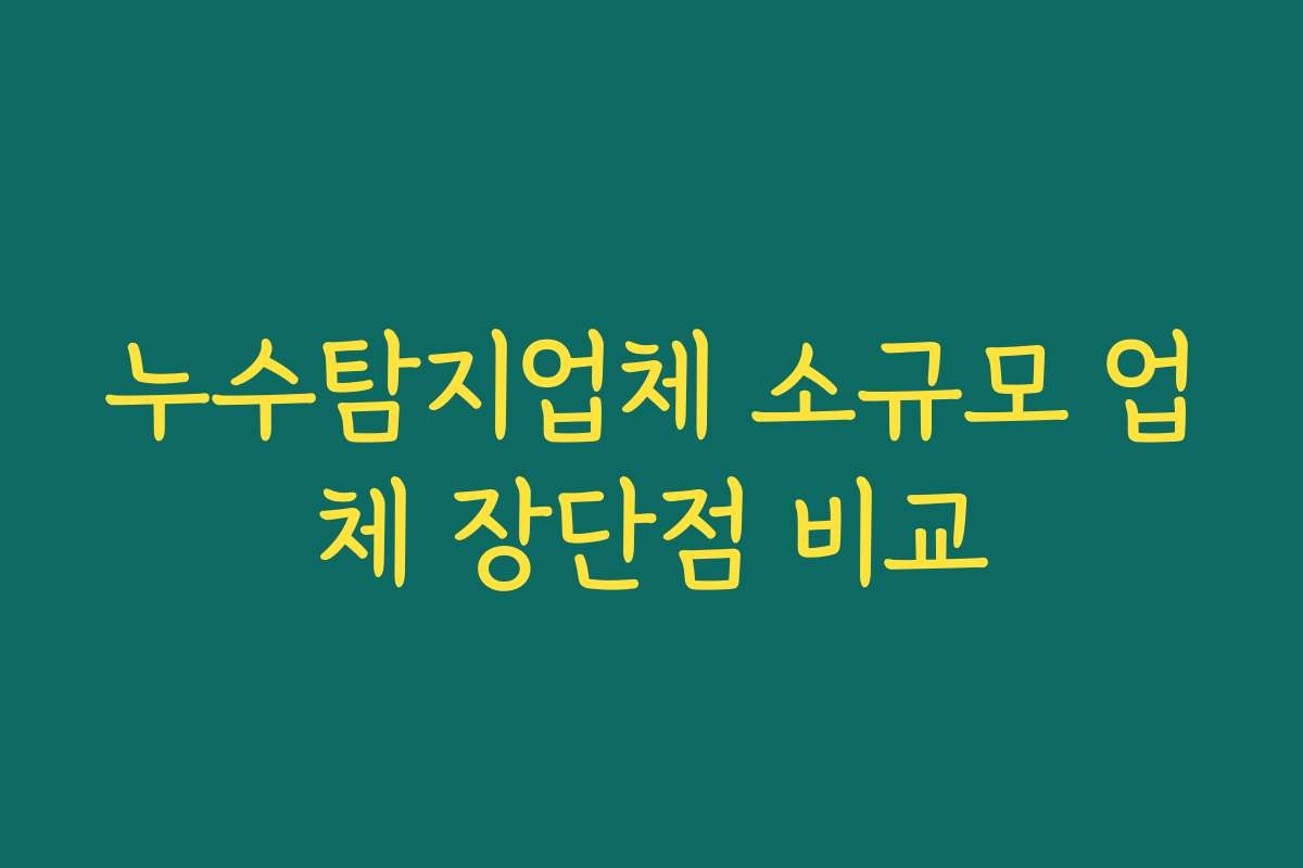 누수탐지업체 소규모 업체 장단점 비교