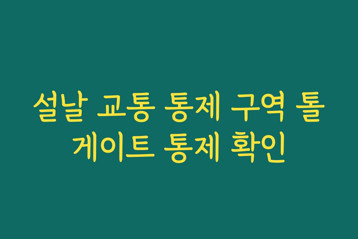 설날 교통 통제 구역 톨게이트 통제 확인