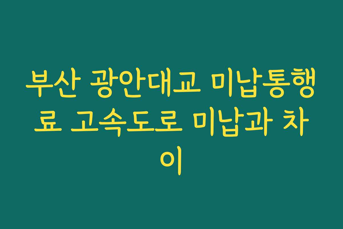 부산 광안대교 미납통행료 고속도로 미납과 차이