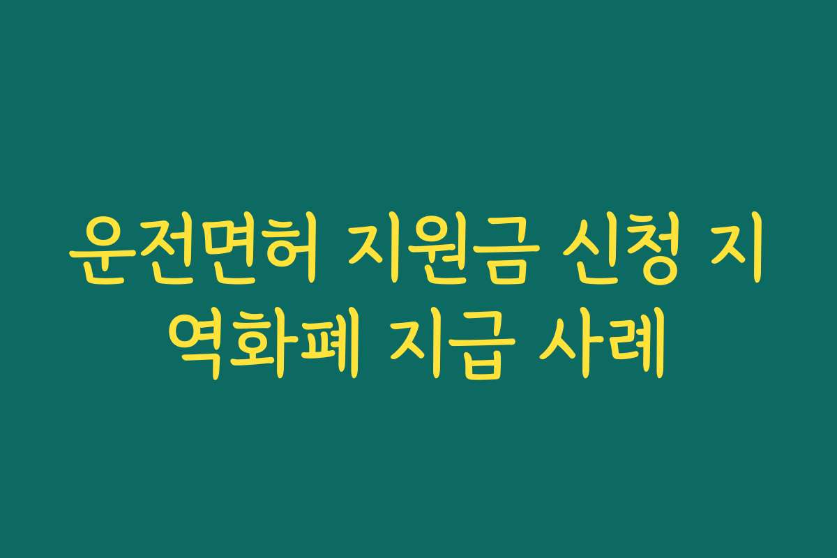 운전면허 지원금 신청 지역화폐 지급 사례