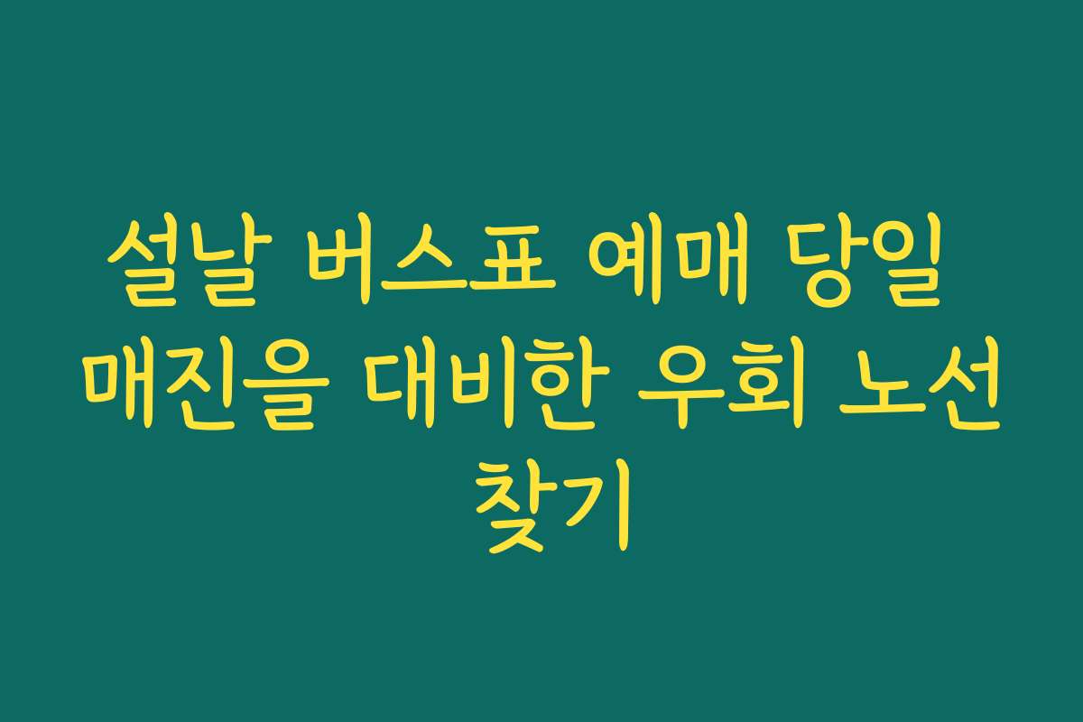 설날 버스표 예매 당일 매진을 대비한 우회 노선 찾기